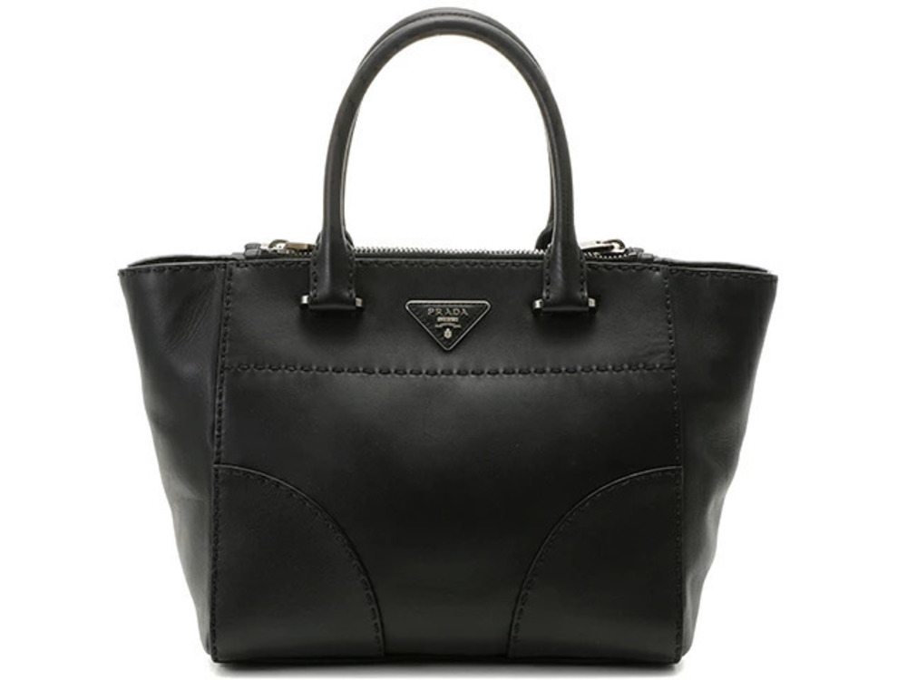 Prada bag shoulder handbag black calfskin